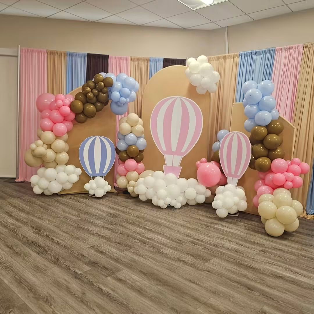 Pink balloon event installation